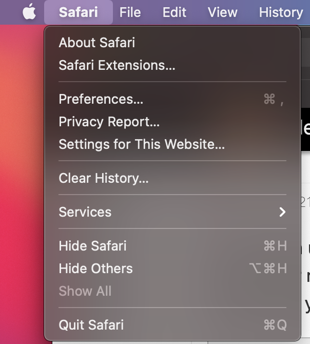 Mac Safari Application Quit or Close Keyboard Shortcut